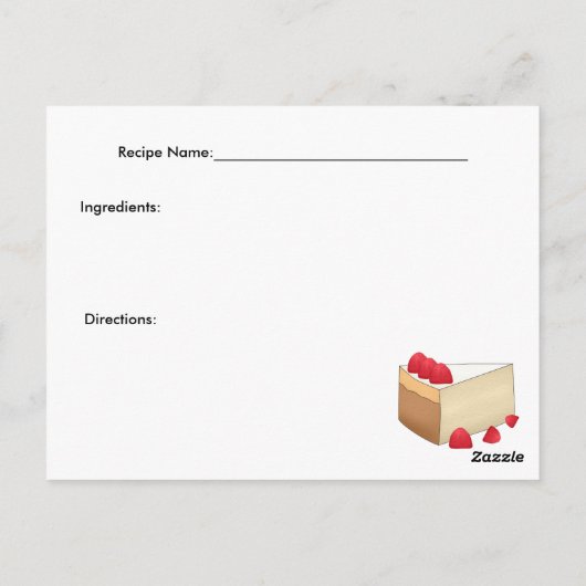 Raspberry Cheesecake Recipcard Briefkaart (Achterkant)