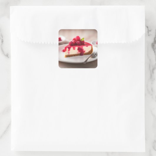 Raspberry Cheesecake Vierkante Sticker (Tas)