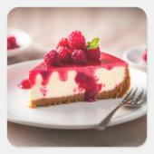 Raspberry Cheesecake Vierkante Sticker (Voorkant)