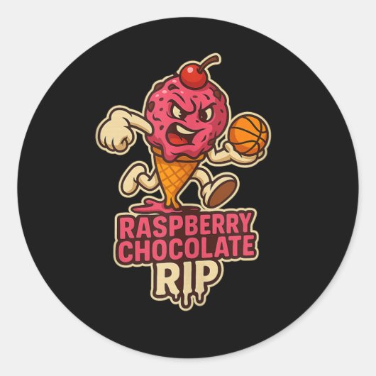 Raspberry Chocolate Rip Swish N Dish Basketball Ta Ronde Sticker (Voorkant)