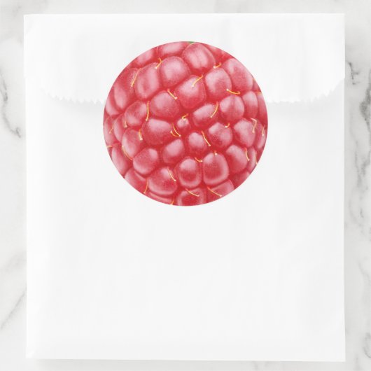 Raspberry close-up ronde sticker (Tas)
