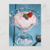 Raspberry Cream Dessert met munt- en fruitcadeau Feestdagenkaart (Voorkant)