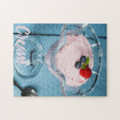 Raspberry Cream Dessert met munt- en fruitcadeau Legpuzzel (Horizontaal)