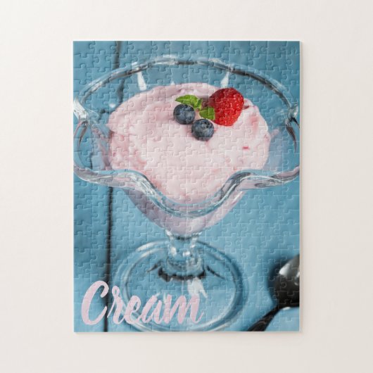 Raspberry Cream Dessert met munt- en fruitcadeau Legpuzzel (Verticaal)