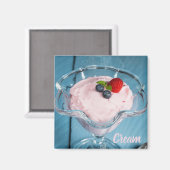 Raspberry Cream Dessert met munt- en fruitcadeau Magneet (Voorkant / Achterkant)