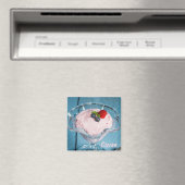 Raspberry Cream Dessert met munt- en fruitcadeau Magneet (Insitu (Vaatwasser))