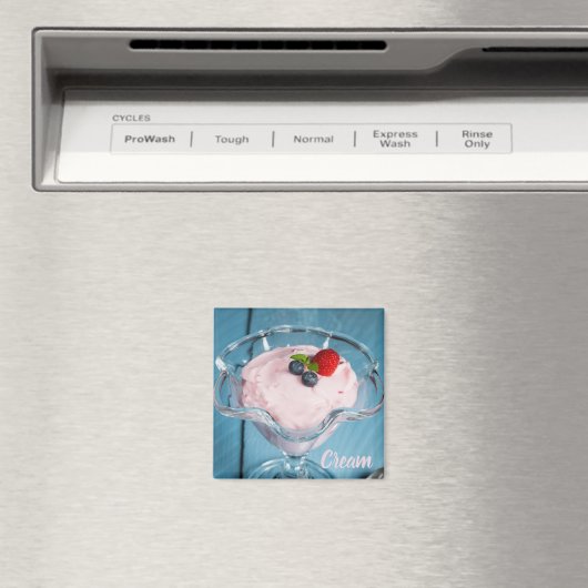 Raspberry Cream Dessert met munt- en fruitcadeau Magneet (Insitu (Vaatwasser))