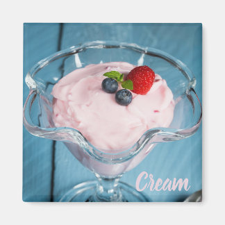 Raspberry Cream Dessert met munt- en fruitcadeau Magneet