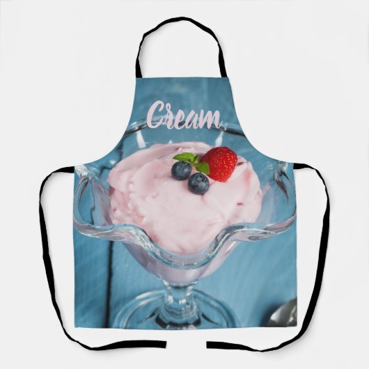 Raspberry Cream Dessert met munt- en fruitcadeau Schort (Voorkant)