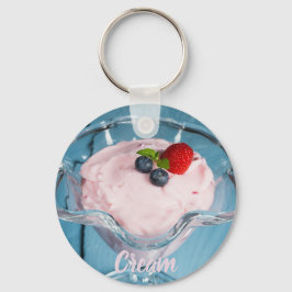 Raspberry Cream Dessert met munt- en fruitcadeau Sleutelhanger