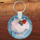 Raspberry Cream Dessert met munt- en fruitcadeau Sleutelhanger (Voorkant)