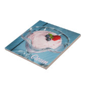 Raspberry Cream Dessert met munt- en fruitcadeau Tegeltje (Zijkant)