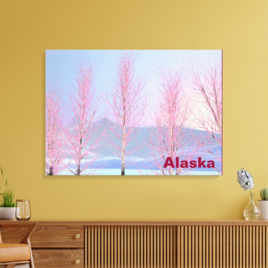 Raspberry Creme Birch Canvas Afdruk (Insitu (Woonkamer))