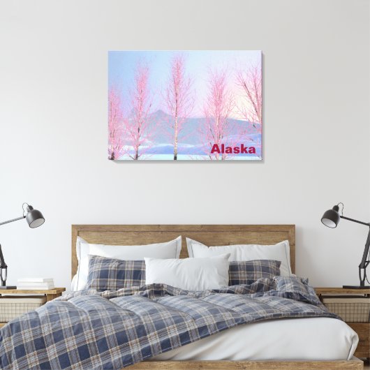 Raspberry Creme Birch Canvas Afdruk (Insitu (Slaapkamer))