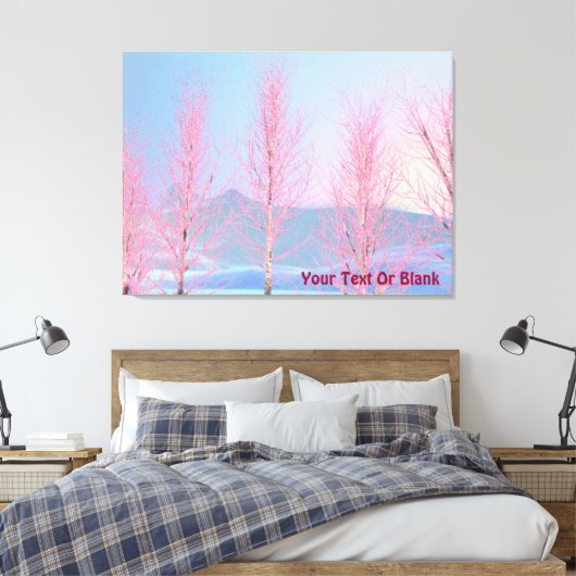 Raspberry Creme Birch Canvas Afdruk (Insitu (Slaapkamer))