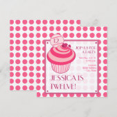 Raspberry Cupcake Birthday Party Invitation Kaart (Voorkant / Achterkant)