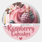Raspberry Cupcake Cake Fotosjabloon Baking Label (Voorkant)
