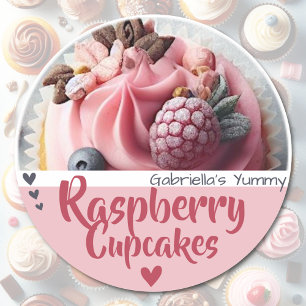Raspberry Cupcake Cake Fotosjabloon Baking Label