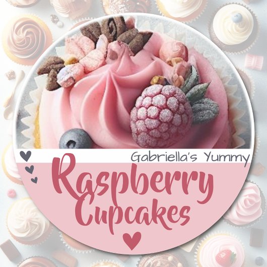 Raspberry Cupcake Cake Fotosjabloon Baking Label