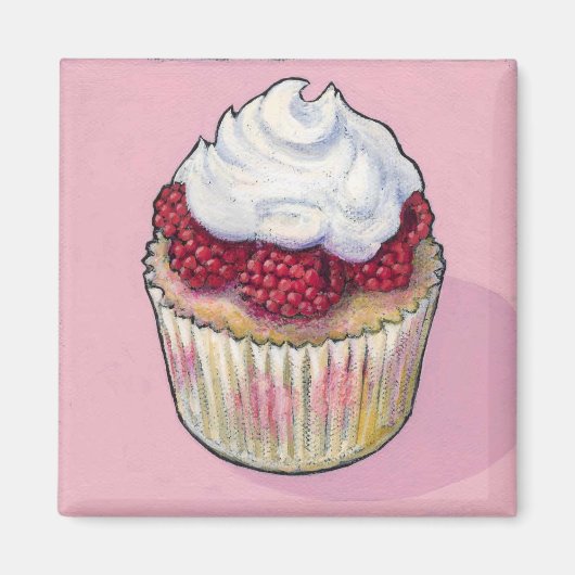Raspberry cupcake magneet (Voorkant)