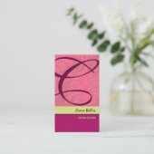 Raspberry Damask Monogram Visitekaartje (Staand voorkant)