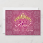 Raspberry Damask Sweet 16/ tiara/ uitnodigingen (Voorkant)