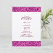 Raspberry Damask Wedding Invitation Kaart (Staand voorkant)