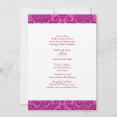 Raspberry Damask Wedding Invitation Kaart (Voorkant)