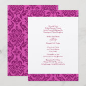 Raspberry Damask Wedding Invitation Kaart (Voorkant / Achterkant)