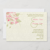 Raspberry Dandelion Damask Wedding Invitations Kaart (Voorkant)