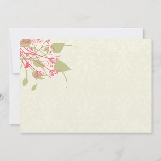 Raspberry Dandelion Damask Wedding Invitations Kaart (Achterkant)