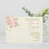 Raspberry Dandelion Damask Wedding Invitations Kaart (Staand voorkant)