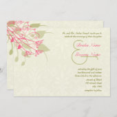 Raspberry Dandelion Damask Wedding Invitations Kaart (Voorkant / Achterkant)