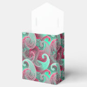 Raspberry en Aqua Paisley Damask Pattern Bedankdoosjes (Geopend)