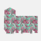 Raspberry en Aqua Paisley Damask Pattern Bedankdoosjes (Uitgevouwen)