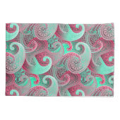 Raspberry en Aqua Paisley Patroon Kussensloop (Achterkant-Links)