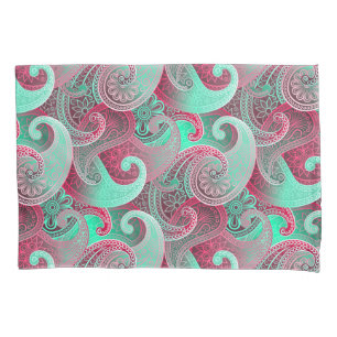 Raspberry en Aqua Paisley Patroon Kussensloop