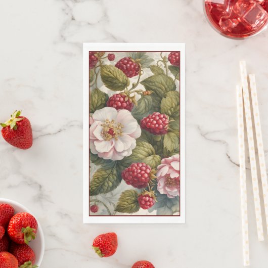 Raspberry en Bloem Gastenhanddoek Stijl Servetten (Insitu)