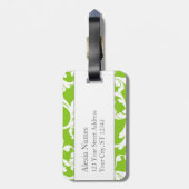 Raspberry en Limoen Monogrammed Damask Print Bagagelabel (Achterkant verticaal)