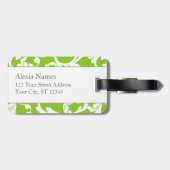 Raspberry en Limoen Monogrammed Damask Print Bagagelabel (Achterkant horizontaal)