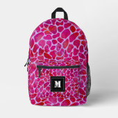 Raspberry en Roze Luipaard Print Monogram Bedrukte Rugzak (Voorkant)