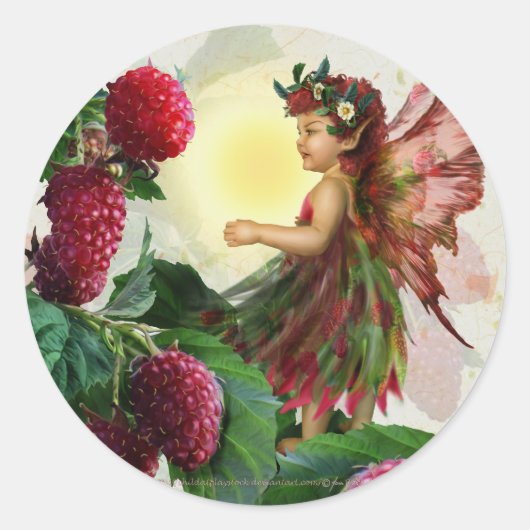 Raspberry Fairy Ronde Sticker (Voorkant)