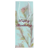 Raspberry Floral Waterverf Wine Gift Bag Wijn Cadeautas (Achterkant)