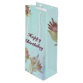 Raspberry Floral Waterverf Wine Gift Bag Wijn Cadeautas (Voorkant Gekanteld)