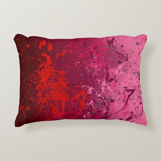Raspberry Flurry: Abstract spatter art Accent Kussen (Voorkant)