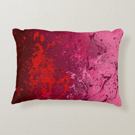 Raspberry Flurry: Abstract spatter art Accent Kussen (Achterkant)