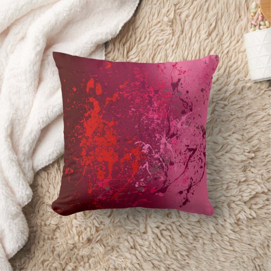 Raspberry Flurry: Abstract spatter art Kussen (Deken)