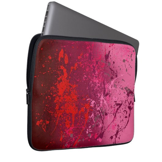 Raspberry Flurry: Abstract spatter art Laptop Sleeve (Voorkant Rechts)