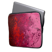 Raspberry Flurry: Abstract spatter art Laptop Sleeve (Voorkant Links)