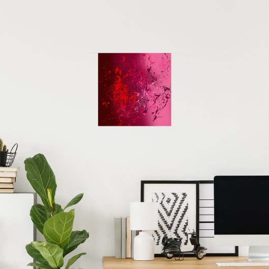 Raspberry Flurry: Abstract spatter art Poster (Thuiskantoor)